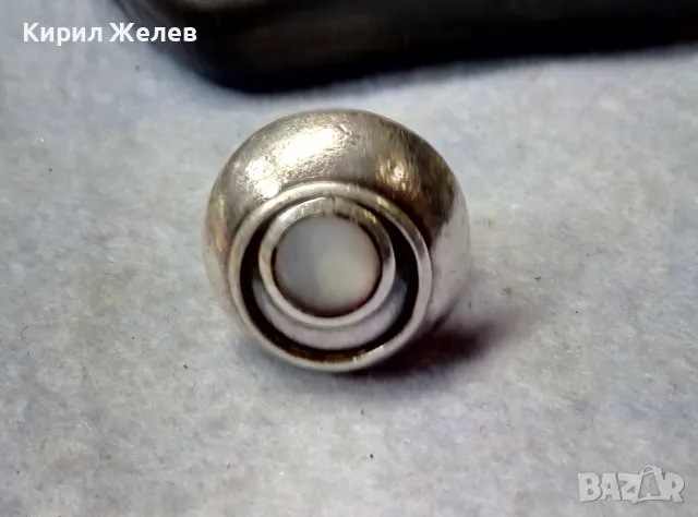 СТАР АРТ НУВО СКЪПОЦЕНЕН СРЕБЪРЕН ПРЪСТЕН СРЕБРО ВИСОКА ПРОБА с ШЛИФОВАН ЛУНЕН КАМЪК 49306, снимка 6 - Антикварни и старинни предмети - 50023473