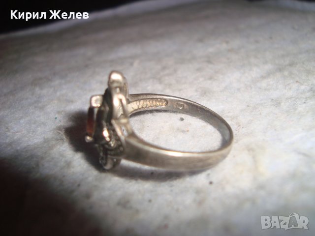 СТАР РУБИНЕН СРЕБЪРЕН АРТ ДЕКО СКЪПОЦЕНЕН ПРЪСТЕН ОКСИДИРАНО СРЕБРО 925 и ПЕЧАТ CW за КАМЪКА 27328, снимка 5 - Пръстени - 36795742