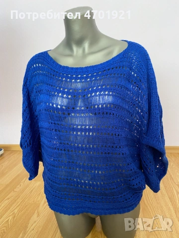 Синя плетена блуза, снимка 5 - Блузи с дълъг ръкав и пуловери - 53215767