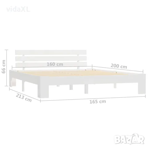 vidaXL Рамка за легло, бяла, бор масив, 160х200 см, снимка 7 - Спални и легла - 56146578
