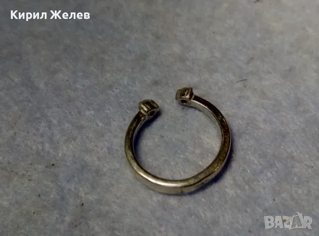 ФИНА СРЕБЪРНА ОБЕЦА Тип ПИЪРСИНГ СРЕБРО 925 с БЯЛА ПОЗЛАТА 48253, снимка 8 - Обеци - 49510746