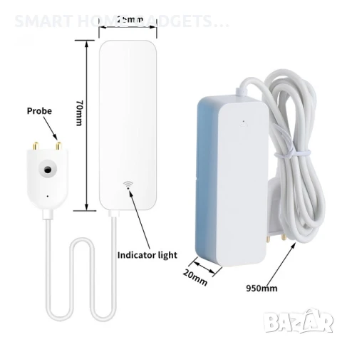 Tuya Smart / Smart Life WiFi Сензор за засичане теч на вода/наводнение, снимка 6 - Друга електроника - 39403599