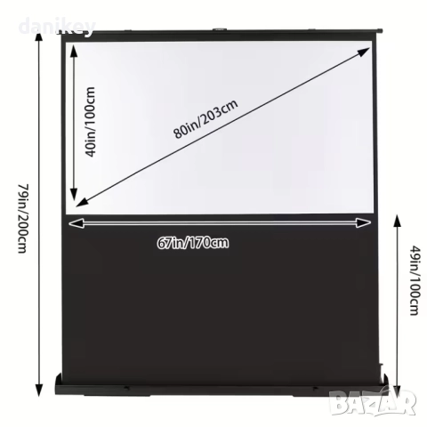 Нов екран за проектор 80 инча вградена стойка разпъва се за 1 мин., снимка 2 - Плейъри, домашно кино, прожектори - 52918981