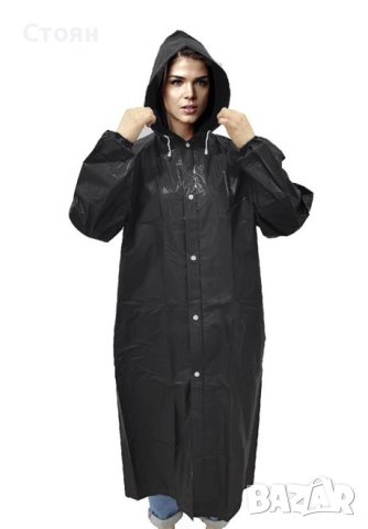 Водоустойчиво черен дъждобран за възрастни - Един размер, снимка 2 - Други - 42837888