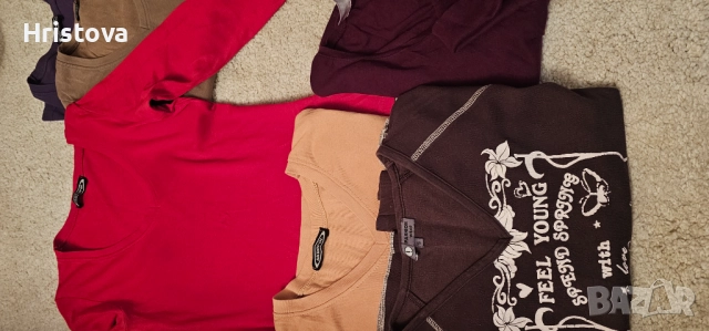 Дамски памучни блузи с дълъг ръкав,S размер.