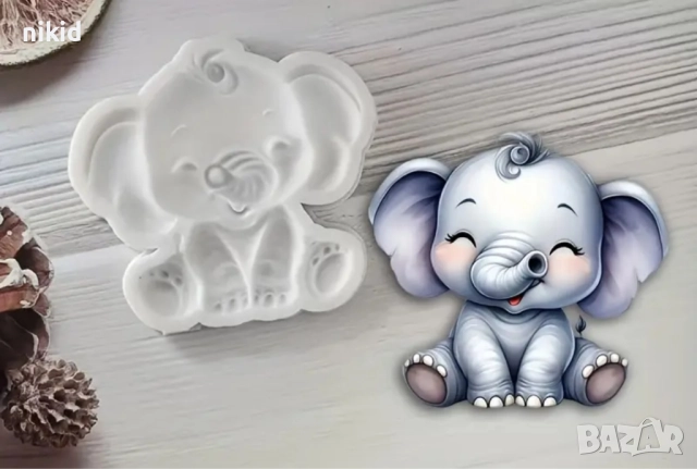 Сладко едро слонче слон с извит хобот силиконов молд форма форнан шоколад декор украса, снимка 2 - Форми - 51935701