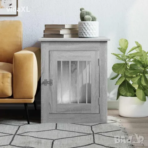 vidaXL Клетка за куче мебел, сив сонома, 55x75x65 см, инженерно дърво, снимка 3 - За кучета - 56148089