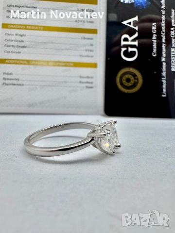 Сребърен пръстен с мойсанит (Диамант) 2 карата, снимка 6 - Пръстени - 54117275
