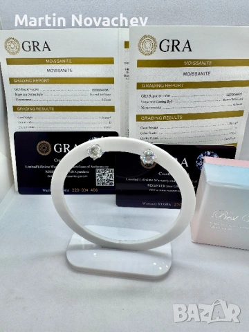 Сребърни обеци с мойсанит (Диамант) 1 карат, снимка 2 - Обеци - 53330782