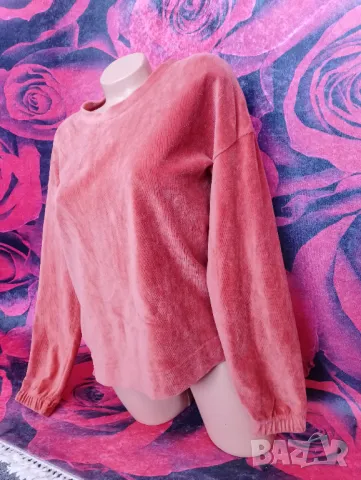 Керемидено оранжева рипсена блуза С/М, снимка 2 - Блузи с дълъг ръкав и пуловери - 49447752