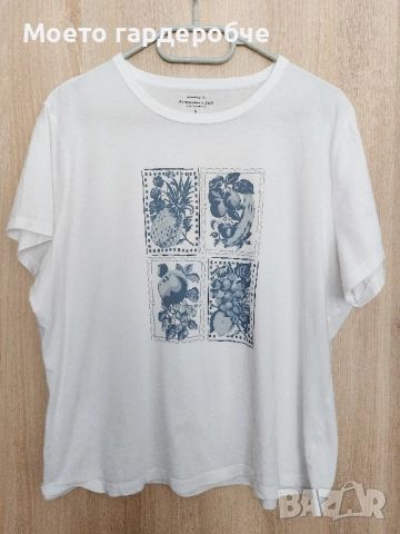 Бяла дамска тениска, оригинална на Аbercrombie & Fitch