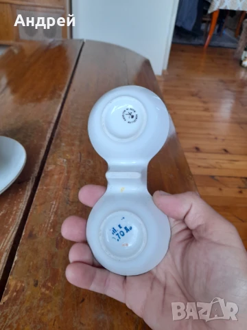 Стар порцеланов комплект купа и солница, снимка 4 - Други ценни предмети - 51206524