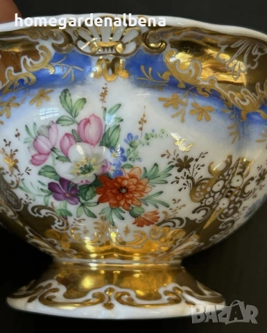 Антикварна порцеланова чаша с чинийка — ръчна живопис — KPM Berlin — около 1840 г., снимка 3 - Колекции - 54233908