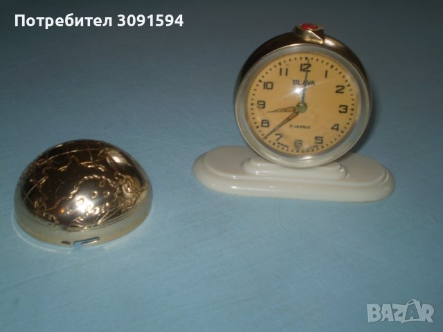 Стар настолен часовник будилник  Слава земно кълбо СССР, снимка 7 - Антикварни и старинни предмети - 36897220