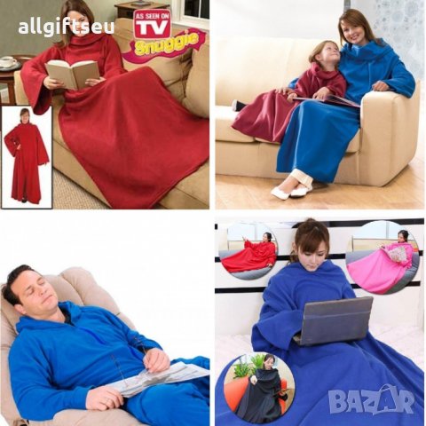 Одеяло с ръкави SNUGGIE - син и червен, снимка 2 - Олекотени завивки и одеяла - 39063880