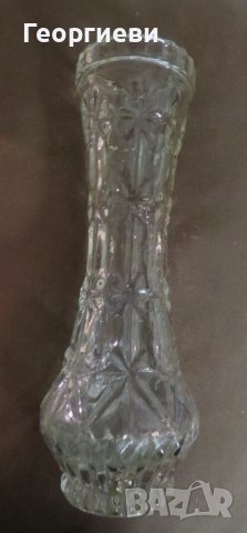 Ваза, прозрачна, безцветна, с орнаменти, снимка 4 - Вази - 37892291