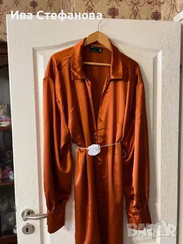 Разкошна елегантна ежедневна парти  рокля риза тежък качествен сатен сатенена ASOS , снимка 4 - Рокли - 48080956