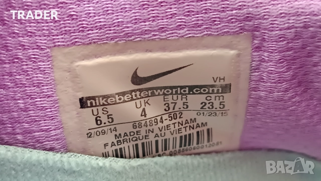 Дамски маратонки NIKE номер 37.5 см , дължина на стелката 23.5см, снимка 4 - Маратонки - 43667060