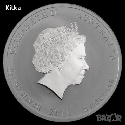 2 oz Лунар, година на "Заека " 2011 г., снимка 2 - Нумизматика и бонистика - 42871119