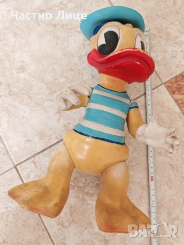 Голяма Автентична Детска Гумена Играчка Патока Доналд 1960те, снимка 5 - Антикварни и старинни предмети - 51592586