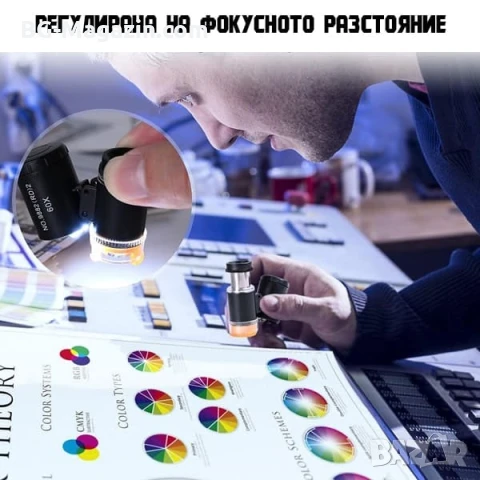 Малък джобен мини микроскоп лед увеличителна лупа за монети деца платки бижута с LED осветление, снимка 4 - Други инструменти - 50921290