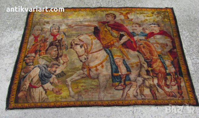 19 век Октивиан Август Стенен Вълнен Килим,Гоблен рядък