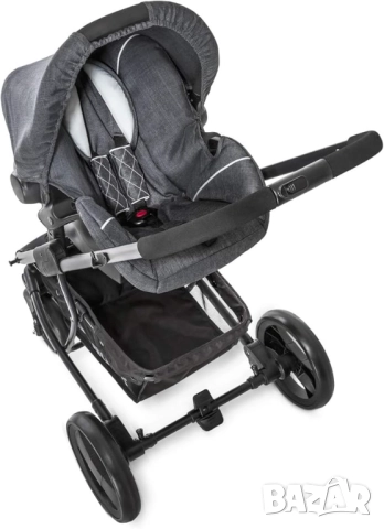 Hauck Pacific 4 Shop’n Drive Set – 3 в 1 Бебешка Количка, Столче за Кола и Трансформиращ се Кош Сива, снимка 11 - Детски колички - 52361271