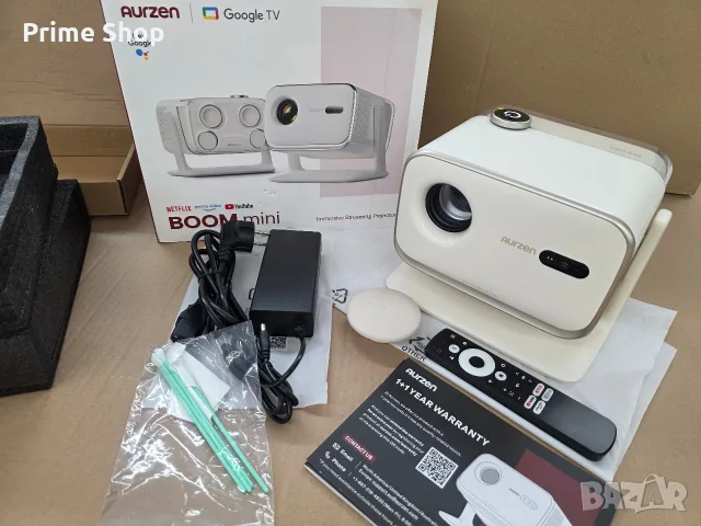 Смарт проектор Aurzen Boom Mini, Google TV, 1080P, 4K, 500 ANSI, WiFi, Bluetooth, снимка 11 - Плейъри, домашно кино, прожектори - 56077642