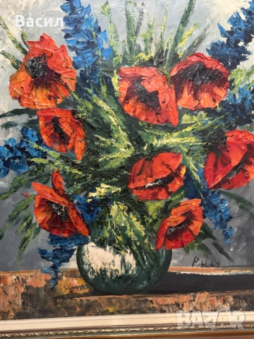 Картина масло с цветя , снимка 5 - Картини - 54230340