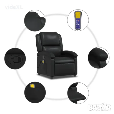 vidaXL Масажен наклоняем стол, черен, изкуствена кожа, снимка 9 - Дивани и мека мебел - 56147458