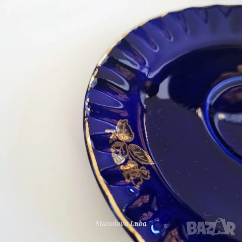 Кобалтово сини ваза Porzellanfabrik Waldsassen Bareuther & Co. AG и троен комплект , снимка 12 - Други ценни предмети - 54142289