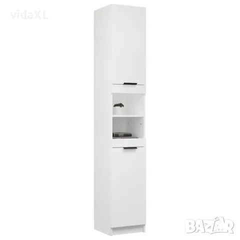 vidaXL Шкаф за баня, бял, 32x34x188,5 см, инженерно дърво, снимка 5 - Аксесоари за баня - 56147962