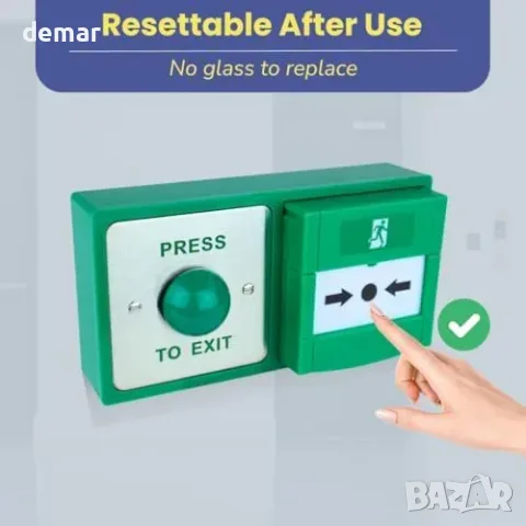 SecureMyDoor бутон за аварийно излизане Exit + reset call point, снимка 3 - Домашни звънци и интерфони - 55871320