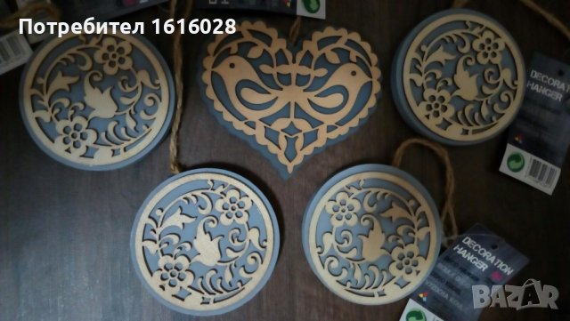 Нови дървенни Арт декорации сърца,кръгове и др, снимка 12 - Декорация за дома - 37345646