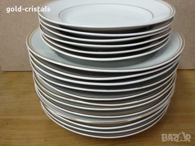 Стар български порцелан с златен кант чинии, снимка 14 - Антикварни и старинни предмети - 29216734