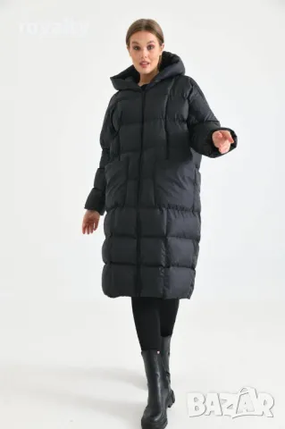 Черно дамско зимно дълго яке 