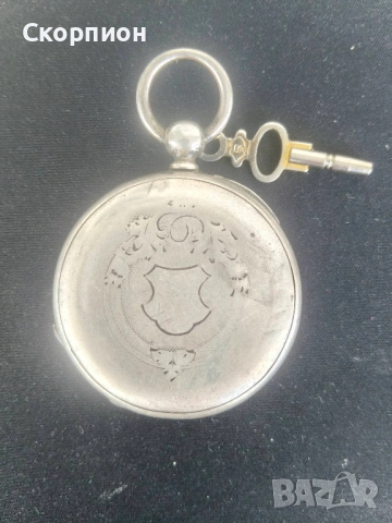 Швейцарски СРЕБЪРЕН джобен часовник 1900г. с ключе - 10 РУБИНА - ПРОМОЦИЯ, снимка 3 - Джобни - 50040697