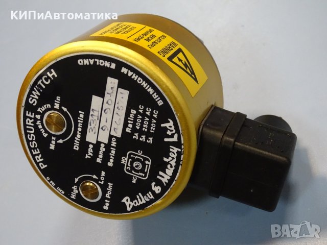 пресостат диференциален Bailey&Mackey 3311 9-90psi pressure switch, снимка 4 - Резервни части за машини - 37177647
