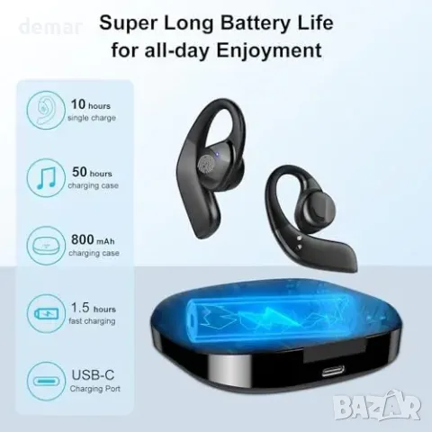 Безжични слушалки Golvery Bluetooth 5.3 с отворен дизайн и DSP микрофон, снимка 5 - Други стоки за дома - 56228557