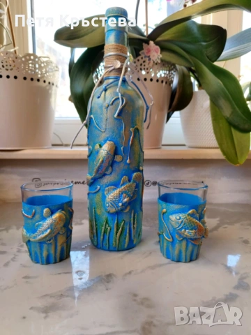 Ръчно Украсени Бутилки и чаши, снимка 11 - Други - 16565823