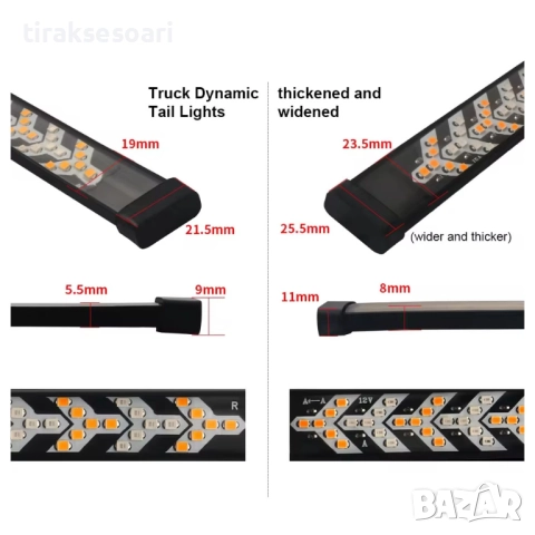 120 СМ LED лента за задна броня с 3 светлини - стоп, габарит и мигач, снимка 6 - Аксесоари и консумативи - 52822618