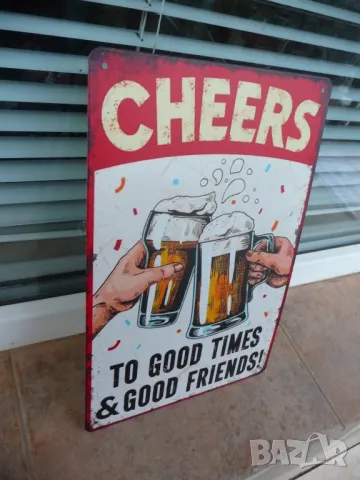 Метална табела бира Наздраве хубави времена с добри приятели бар биричка, снимка 2 - Колекции - 49146257