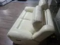 Светло кремав кожен диван двойка с електрически релаксиращ механизъм, снимка 4