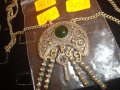 САЧАНЕНО СТАРИННО ВЪЗРОЖДЕНСКО УКРАШЕНИЕ със СМАРАГД ЗЕЛЕН КАМЪК и КЛЮЧЕ БРОНЗ 15133, снимка 7