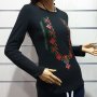 Нова дамска блуза с дълъг ръкав с трансферен печат Шевица, Етно мотив, България, снимка 7