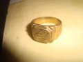 СТАР ПОЗЛАТЕН БРОНЗОВ ПРЪСТЕН ОРНАМЕНТИРАН РЪЧНО МАЙСТОРСКА АРТ ДЕКО СТИЛ ИЗРАБОТКА МАСИВЕН 21892, снимка 6