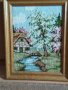 СТАР ГОБЛЕН СЕЛСКА КЪЩА ГЕРМАНИЯ ПАСТОРАЛЕН ПРОЛЕТЕН СЕЛСКИ ПЕЙЗАЖ в ДЪРВЕНА РАМКА 30925 , снимка 8