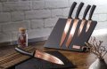 Луксозен сет 5 ножа с магнитна поставка , снимка 1 - Прибори за хранене, готвене и сервиране - 42565800