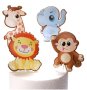 4 бр Жираф слон маймуна лъв зоо сафари диви животни картонени топери украса декор торта рожден ден, снимка 1 - Други - 42285210