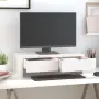 vidaXL Поставка за монитор, бяла, 50x27x15 см, бор масив, снимка 3